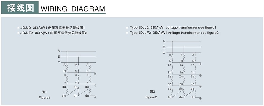 JDJJ2-35/JDJJ2-35GYW1/JDJJ2-35GYW2型電壓互感器接線圖