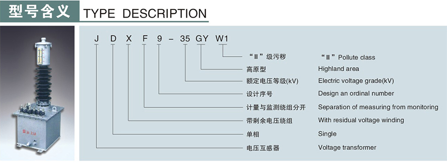 JDXF9-35GYW1型電壓互感器型號說明