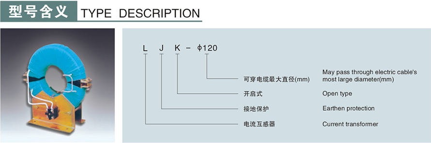 LJK-φ120型零序電流互感器型號說明